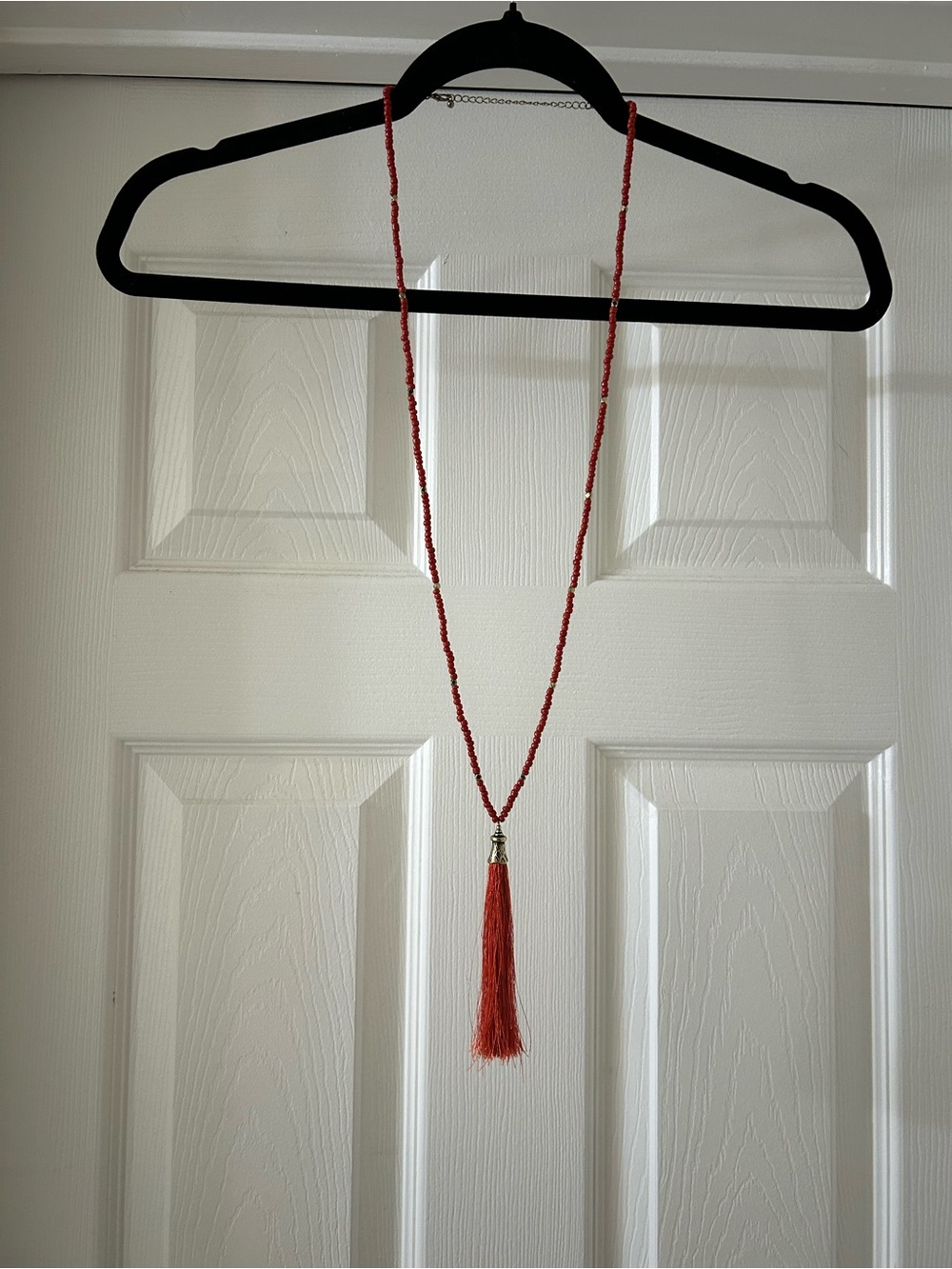 Red Beaded Tassel Necklace - Women Jewelry